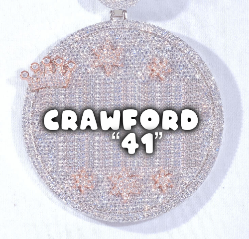 CUSTOM LETTER NECKLACE 3D BIG CROWN DISC