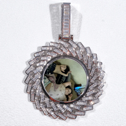 Large 3D Baguette Custom Picture Pendant