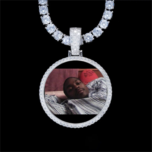 925S & VVS Moissanite 3D Circle Custom Picture Pendant