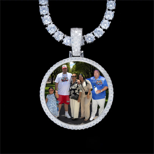 925S & VVS Moissanite 3D Circle Custom Picture Pendant