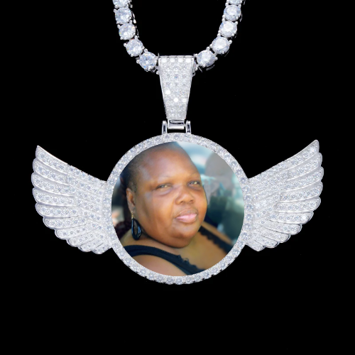 925S & VVS Moissanite 3D Wing Custom Picture Pendant