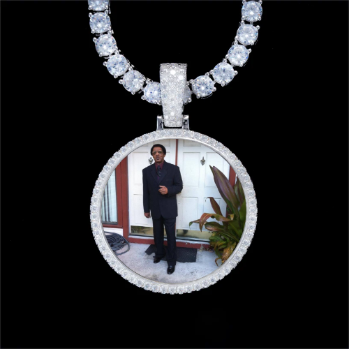 925S & VVS Moissanite 3D Circle Custom Picture Pendant