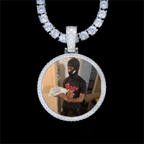 925S & VVS Moissanite 3D Circle Custom Picture Pendant