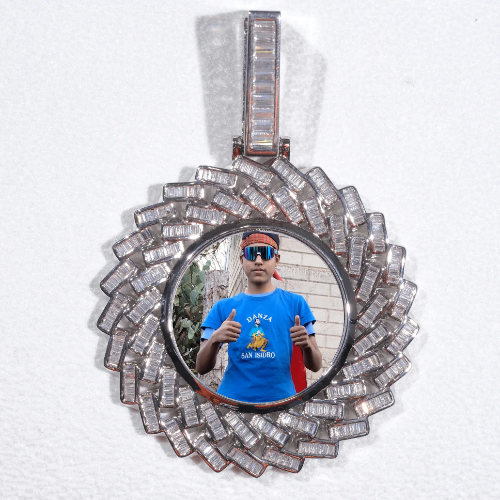 Large 3D Baguette Custom Picture Pendant