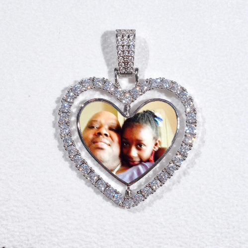 3D Spinning 2-Faced Heart Custom Picture Pendant