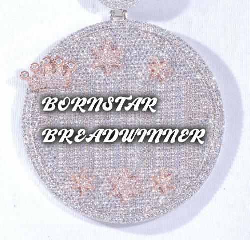 CUSTOM LETTER NECKLACE 3D BIG CROWN DISC