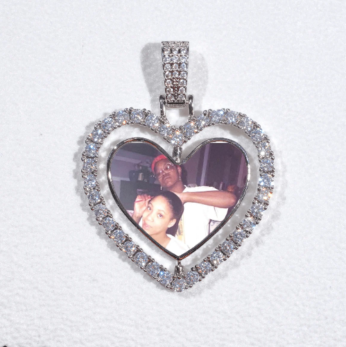 3D Spinning 2-Faced Heart Custom Picture Pendant
