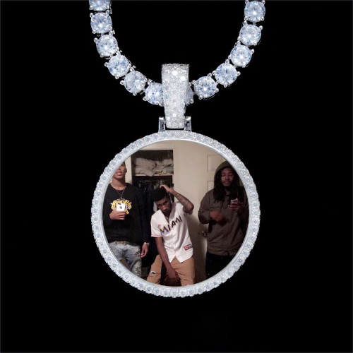 925S & VVS Moissanite 3D Circle Custom Picture Pendant