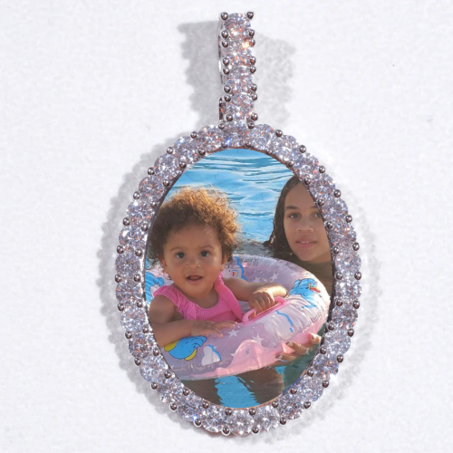 Large 3D Oval Custom Picture Pendant