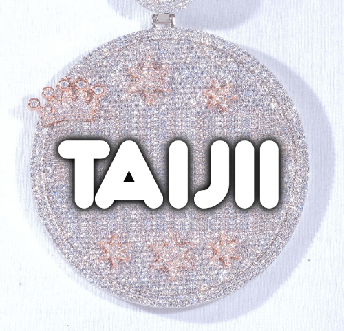 CUSTOM LETTER NECKLACE 3D BIG CROWN DISC