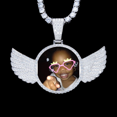925S & VVS Moissanite 3D Wing Custom Picture Pendant
