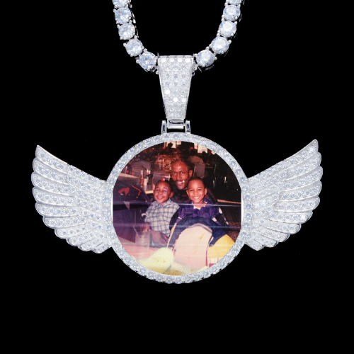 925S & VVS Moissanite 3D Wing Custom Picture Pendant