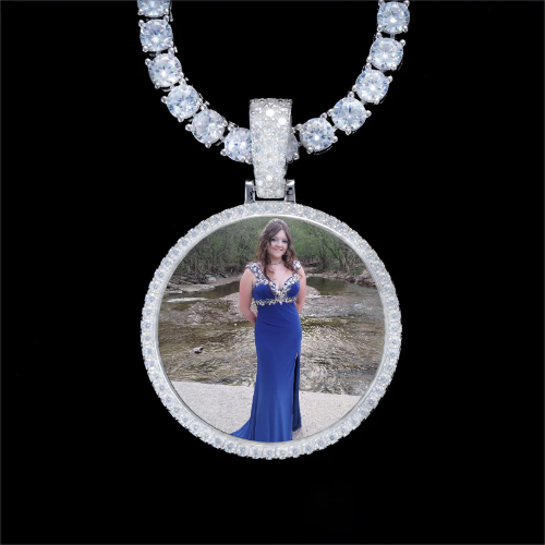 925S & VVS Moissanite 3D Circle Custom Picture Pendant