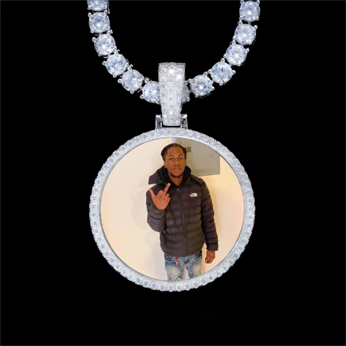 925S & VVS Moissanite 3D Circle Custom Picture Pendant
