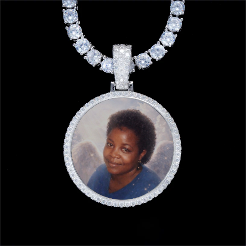 925S & VVS Moissanite 3D Circle Custom Picture Pendant