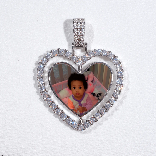 3D Spinning 2-Faced Heart Custom Picture Pendant