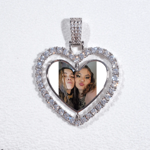 3D Spinning 2-Faced Heart Custom Picture Pendant