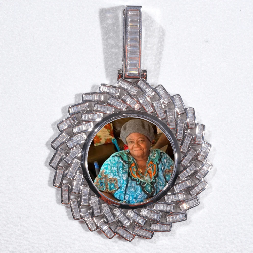 Large 3D Baguette Custom Picture Pendant