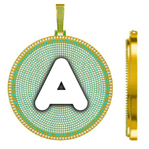 CUSTOM LETTER NECKLACE 3D BIG DISC