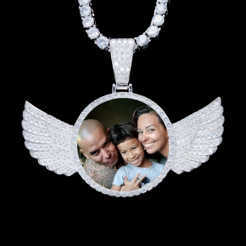 925S & VVS Moissanite 3D Wing Custom Picture Pendant