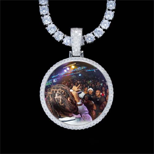 925S & VVS Moissanite 3D Circle Custom Picture Pendant