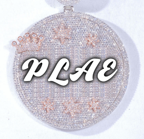 CUSTOM LETTER NECKLACE 3D BIG CROWN DISC