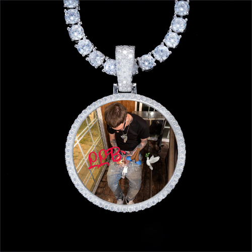 925S & VVS Moissanite 3D Circle Custom Picture Pendant