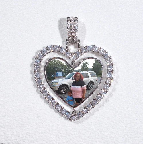 3D Spinning 2-Faced Heart Custom Picture Pendant