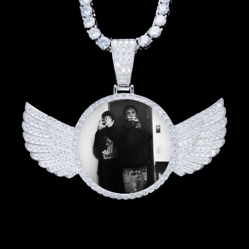 925S & VVS Moissanite 3D Wing Custom Picture Pendant