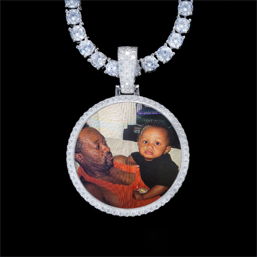 925S & VVS Moissanite 3D Circle Custom Picture Pendant
