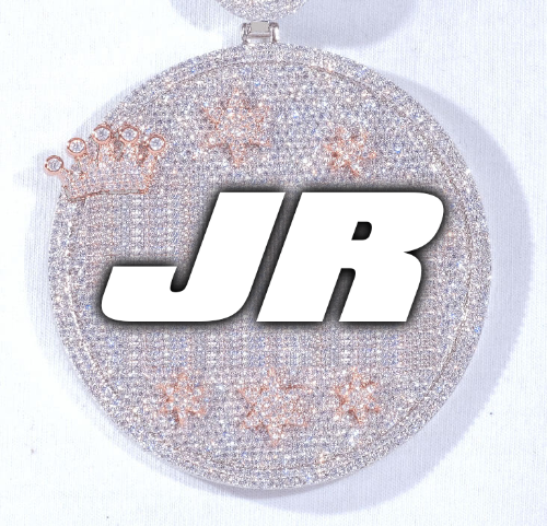 CUSTOM LETTER NECKLACE 3D BIG CROWN DISC