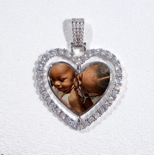 3D Spinning 2-Faced Heart Custom Picture Pendant
