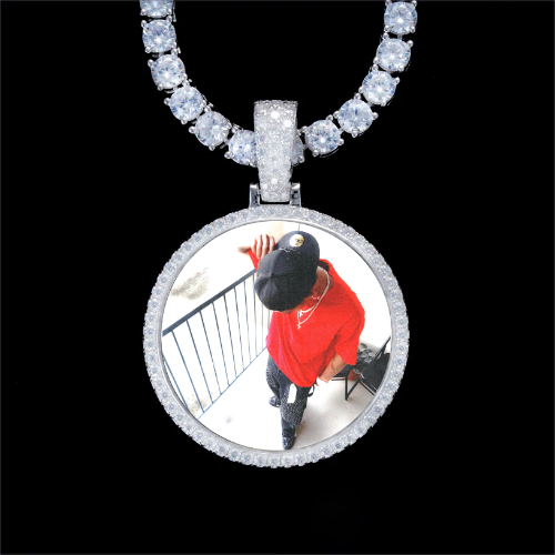 925S & VVS Moissanite 3D Circle Custom Picture Pendant