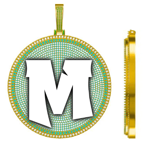 CUSTOM LETTER NECKLACE 3D BIG DISC