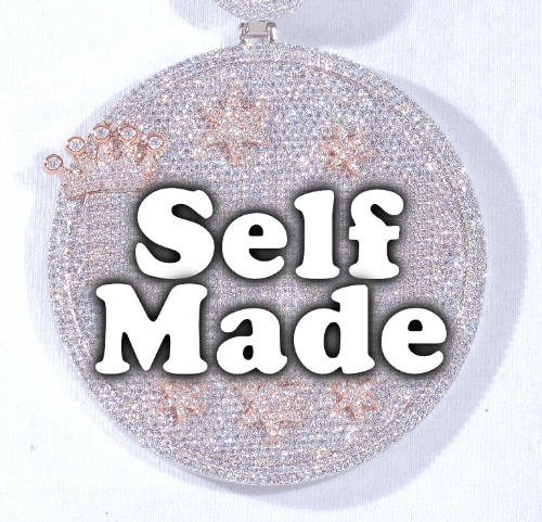 CUSTOM LETTER NECKLACE 3D BIG CROWN DISC