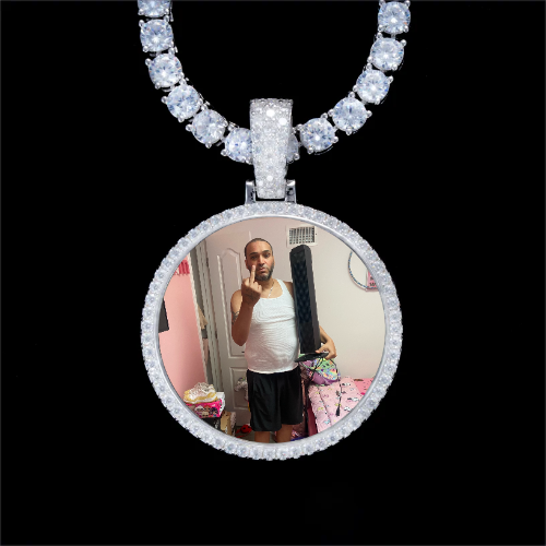 925S & VVS Moissanite 3D Circle Custom Picture Pendant