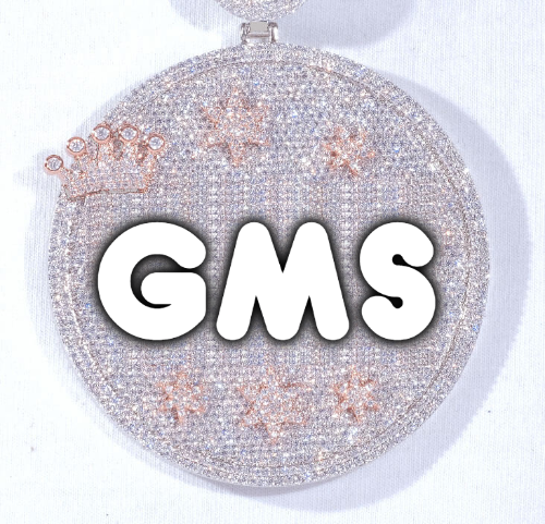CUSTOM LETTER NECKLACE 3D BIG CROWN DISC