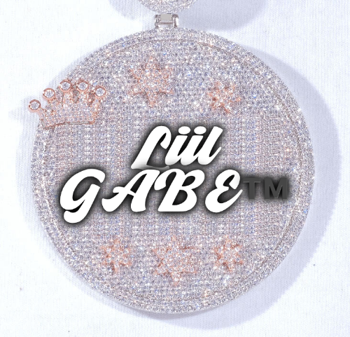 CUSTOM LETTER NECKLACE 3D BIG CROWN DISC