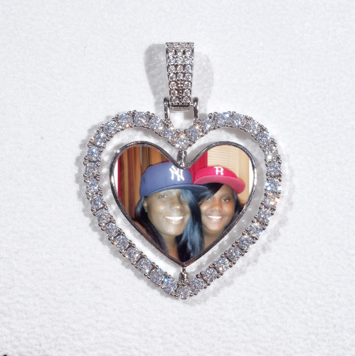 3D Spinning 2-Faced Heart Custom Picture Pendant