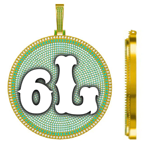 CUSTOM LETTER NECKLACE 3D BIG DISC