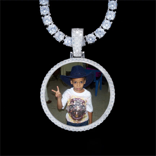925S & VVS Moissanite 3D Circle Custom Picture Pendant