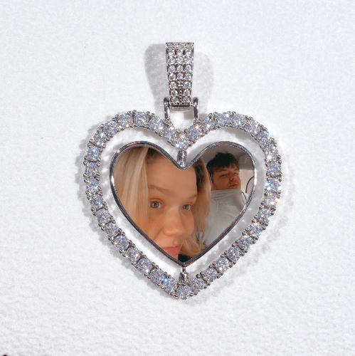 3D Spinning 2-Faced Heart Custom Picture Pendant