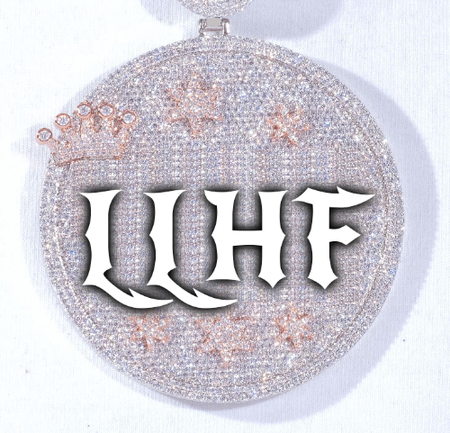 CUSTOM LETTER NECKLACE 3D BIG CROWN DISC