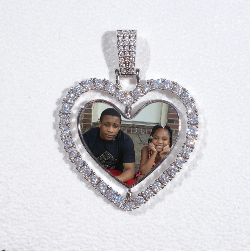 3D Spinning 2-Faced Heart Custom Picture Pendant