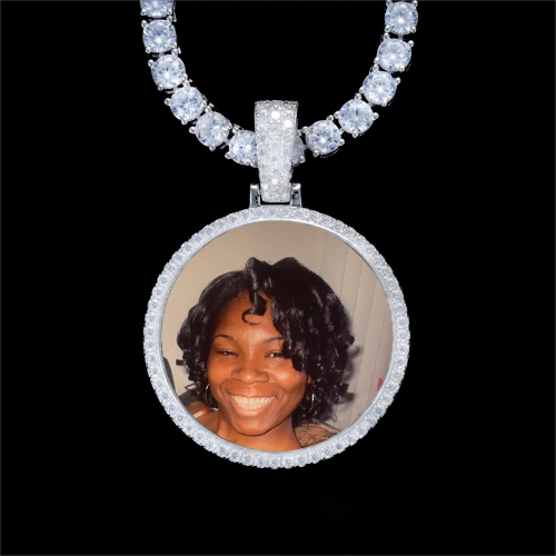 925S & VVS Moissanite 3D Circle Custom Picture Pendant