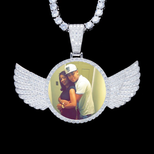 925S & VVS Moissanite 3D Wing Custom Picture Pendant