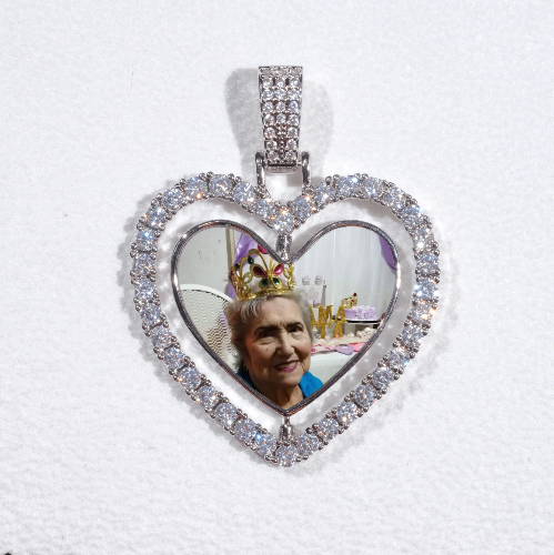 3D Spinning 2-Faced Heart Custom Picture Pendant