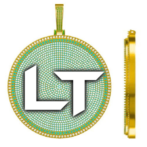 CUSTOM LETTER NECKLACE 3D BIG DISC