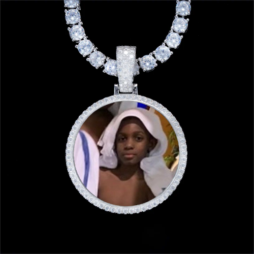 925S & VVS Moissanite 3D Circle Custom Picture Pendant