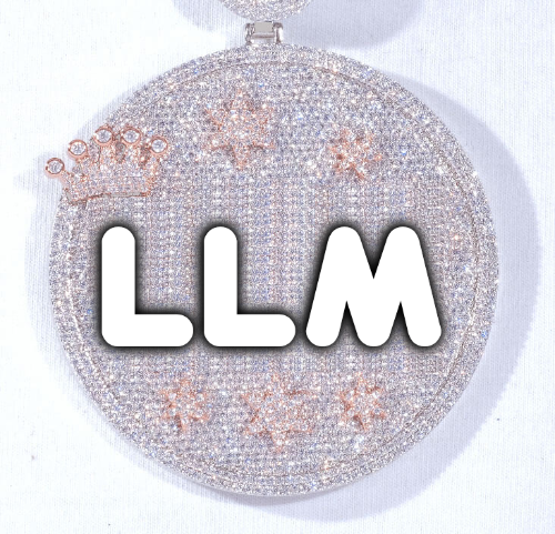 CUSTOM LETTER NECKLACE 3D BIG CROWN DISC
